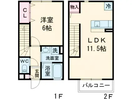 ルメルシエ　B(1LDK)の間取り写真