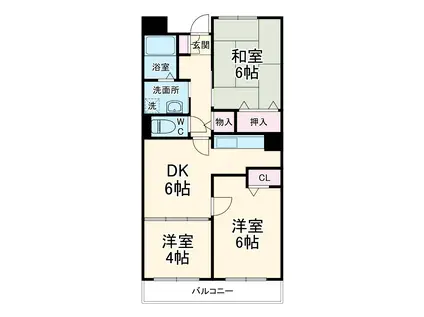 クリスタルウッズ(3DK/1階)の間取り写真