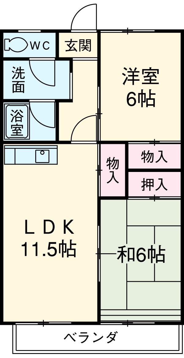 アビタシオン酒井(2LDK/1階)の間取り写真