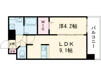 ファステート京都西院パール(1LDK/6階)の間取り写真