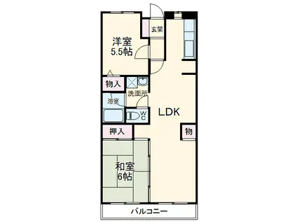 サンモールヒル(2LDK/2階)の間取り写真