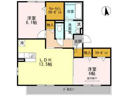 コリーナ・ベルデ有松 Ⅰ(2LDK/3階)の間取り写真