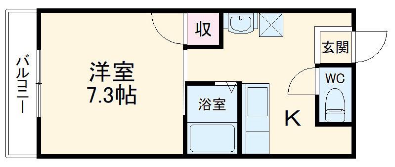 A-LIFE初生(1K/2階)の間取り写真