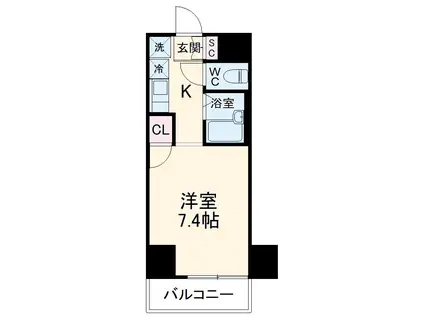 ラグジュアリーガーデン東松戸(1K/6階)の間取り写真