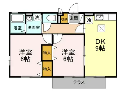 ベルフローラC棟(2DK/1階)の間取り写真