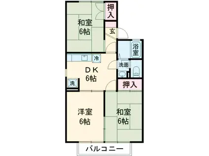 セジュールUESAWA B棟(3DK/1階)の間取り写真