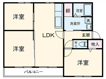 幸町レジデンス(3LDK/2階)の間取り写真