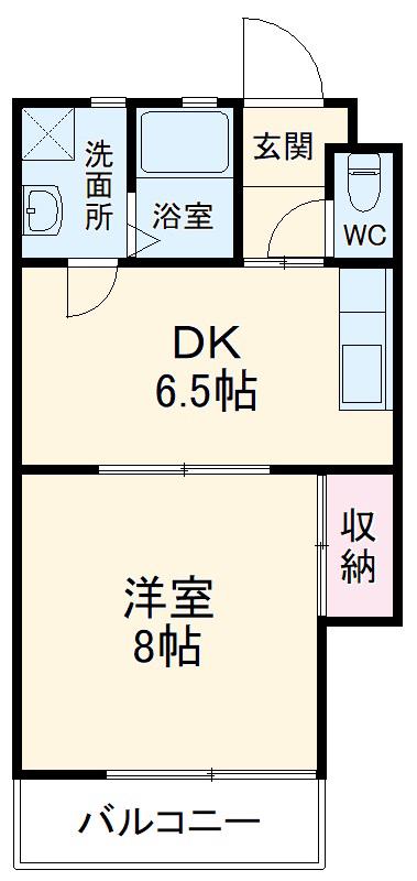 サンライフ藤里(1DK/2階)の間取り写真