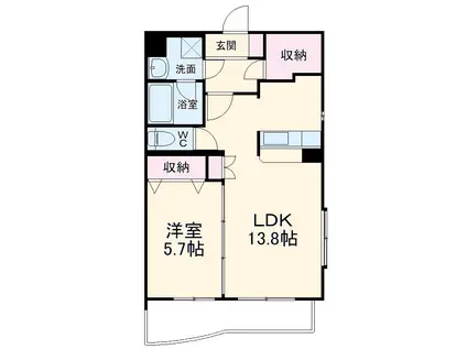 コンフォート・プラス・ワン(1LDK/2階)の間取り写真