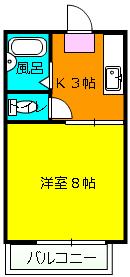 ハイム・ルクソール(1K/2階)の間取り写真