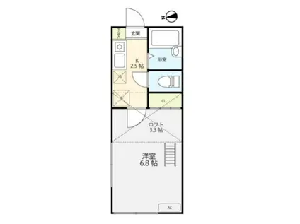 JTレジデンス王子弐番館(1K/2階)の間取り写真