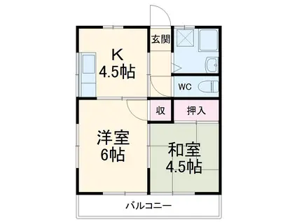 鈴木荘(2K/2階)の間取り写真