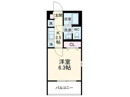 リブリ・セント ファミリア(1K/1階)の間取り写真