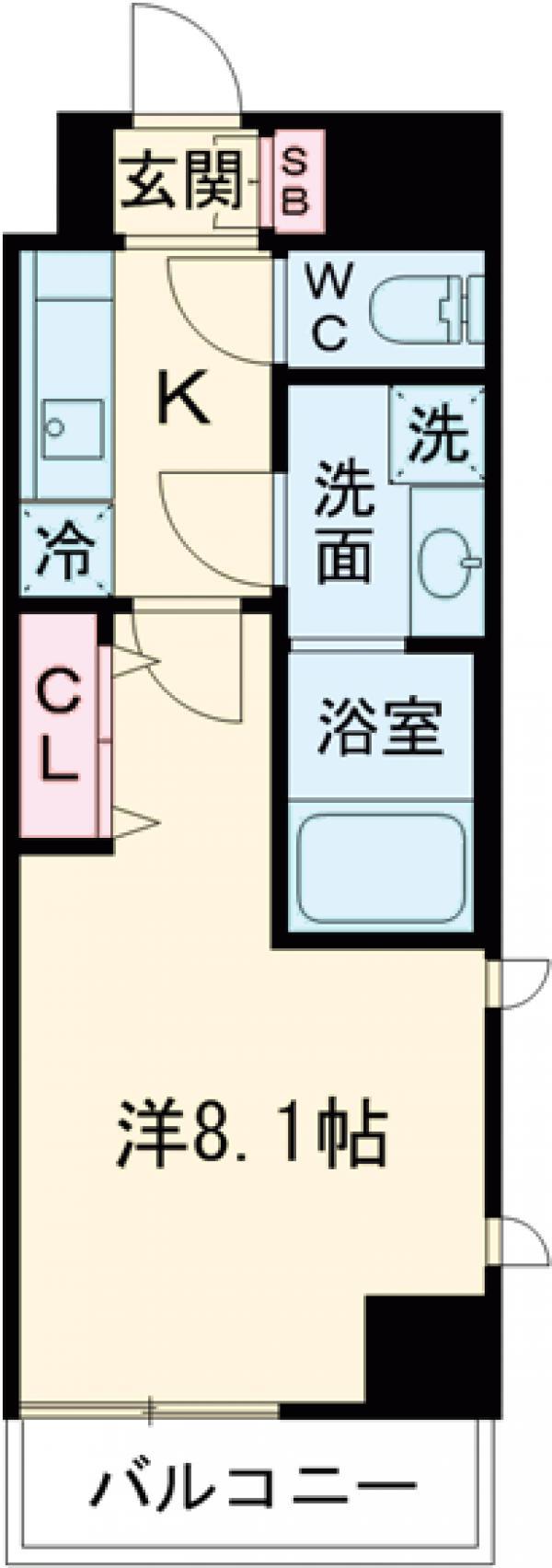 LEXE綾瀬(1K/6階)の間取り写真