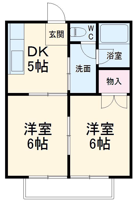 メゾン坂左右(2DK/1階)の間取り写真