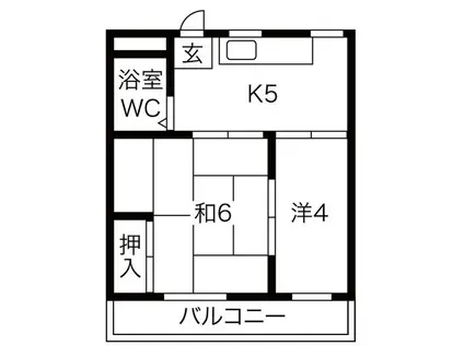 若杉荘(2DK/3階)の間取り写真