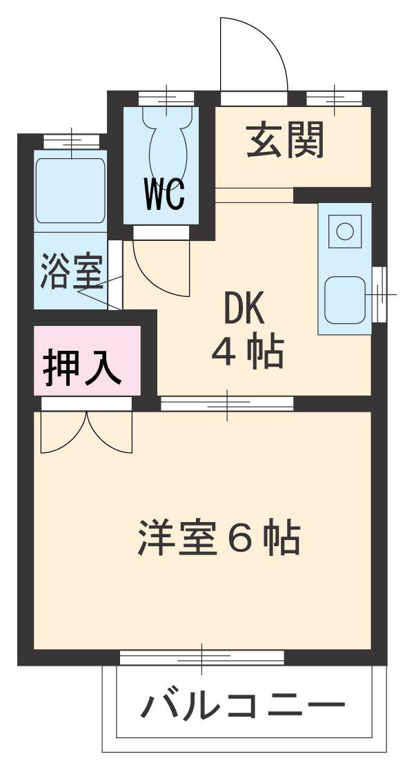 グランビーア表台(1DK/2階)の間取り写真