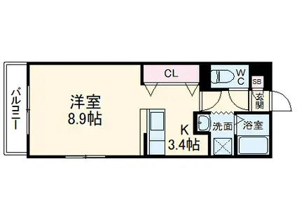 バロンウィズⅡ(ワンルーム/2階)の間取り写真
