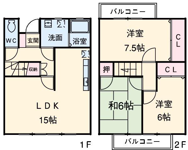 グランドール・ベルⅡ(3LDK)の間取り写真