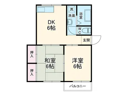 ソファレ小河原C棟(2DK/1階)の間取り写真