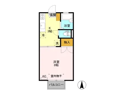 タカダハイツ(1K/1階)の間取り写真