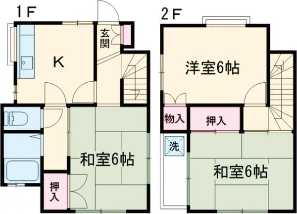 東京都新宿線 瑞江駅 徒歩20分 2階建 築41年(3K)の間取り写真