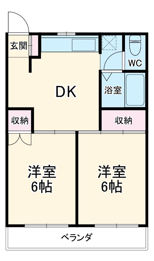 アーバンひかり(2DK/3階)の間取り写真