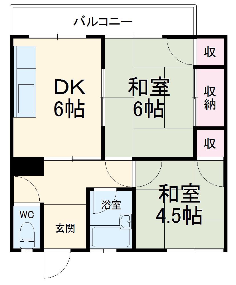 谷ビルⅦ(2DK/4階)の間取り写真