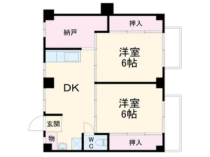 ビレッジハウス 二和 4号棟(2DK/2階)の間取り写真