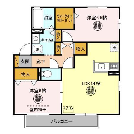 サイプレスB棟(2LDK/2階)の間取り写真