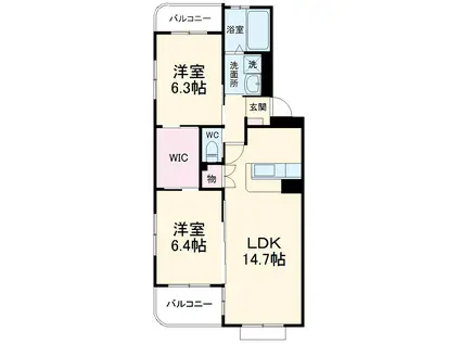 ルミナス(2LDK/1階)の間取り写真