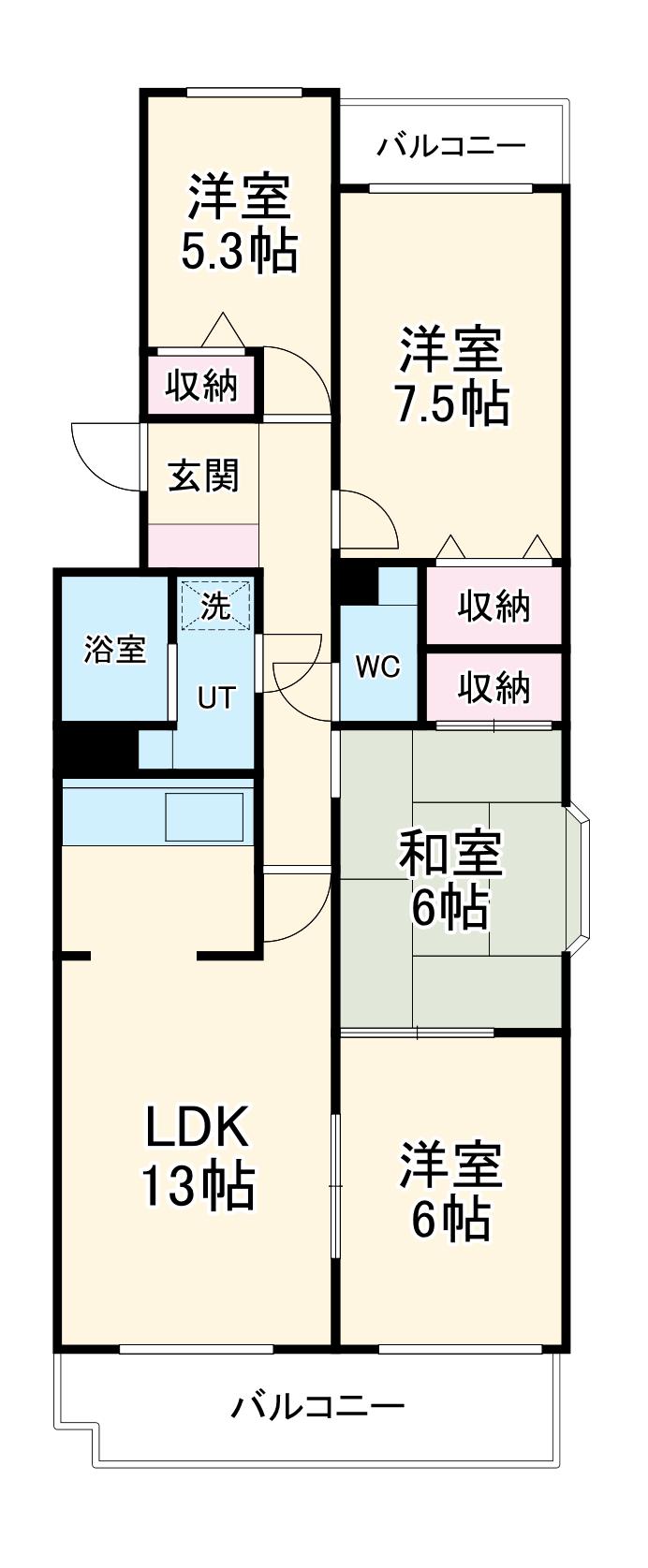 グランドハイツ原(4LDK/3階)の間取り写真