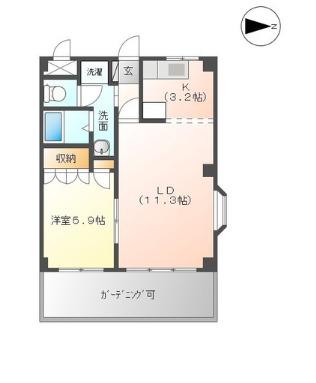 エクレセンスミナミ(1LDK/3階)の間取り写真