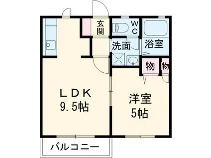 ドミールエブラA(1LDK/1階)の間取り写真