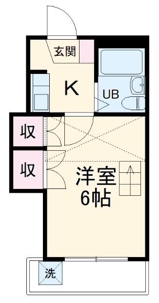 フラッツハナⅡ(1K/2階)の間取り写真