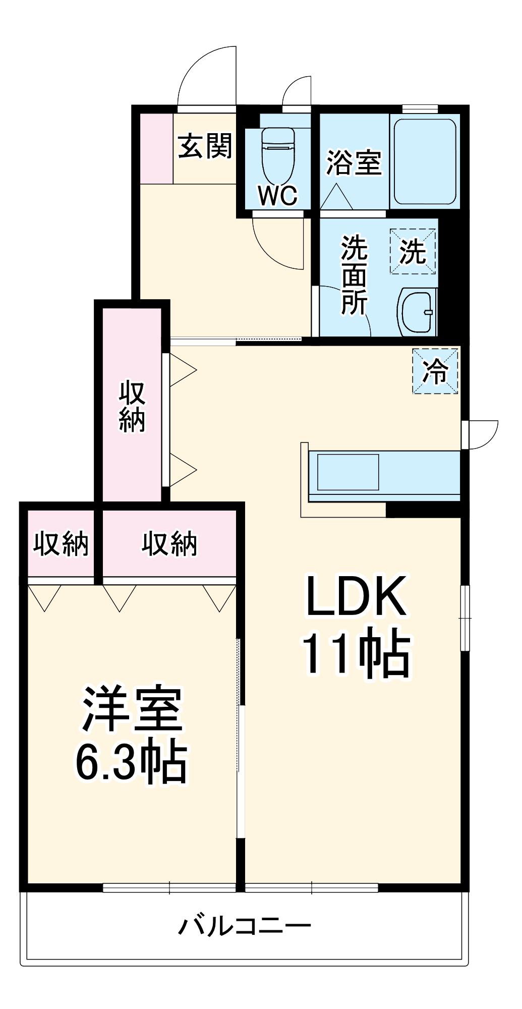 メゾン・ボヌールⅡ(1LDK/1階)の間取り写真