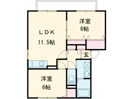 モナーチハイツ A棟(2LDK/1階)の間取り写真