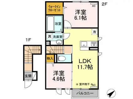 プチフルール(2LDK/2階)の間取り写真