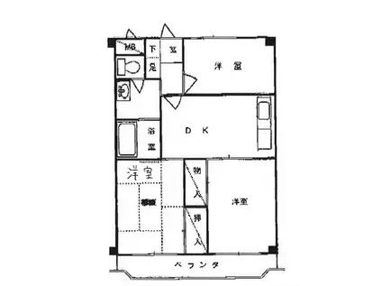 フォンターナS(3DK/2階)の間取り写真
