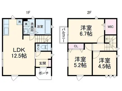 小田急電鉄小田原線 座間駅 徒歩8分 2階建 築4年(3LDK)の間取り写真