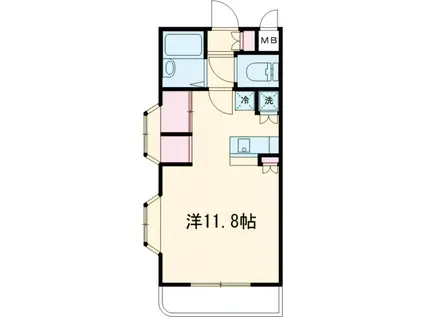 グラースビ若林(1K/4階)の間取り写真