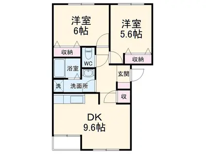 カレンナタウン・A(2DK/2階)の間取り写真