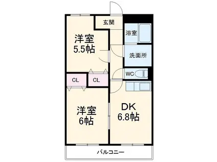 ゲストインM 2番館(2DK/2階)の間取り写真