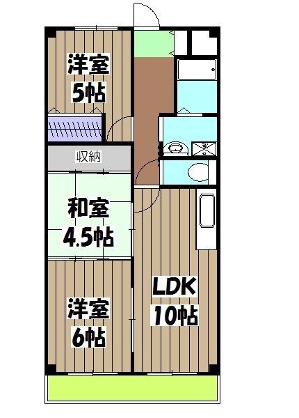 ベルベデール向日町(3LDK/5階)の間取り写真