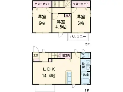 名鉄名古屋本線 岡崎公園前駅 徒歩6分 2階建 築10年(3LDK)の間取り写真