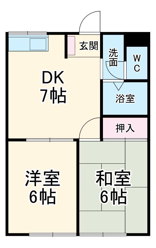 第3エステートISHII(2DK/1階)の間取り写真