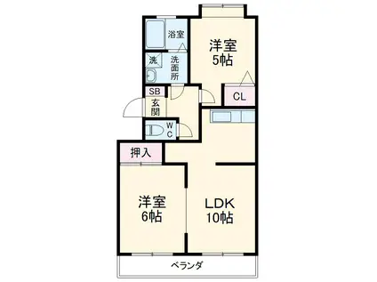 第2レジデンスISHII(1LDK/3階)の間取り写真