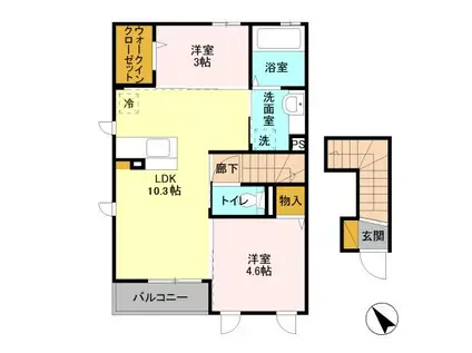 クレセントⅡ(2LDK/2階)の間取り写真