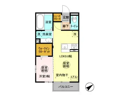 クレセントⅢ(1LDK/2階)の間取り写真