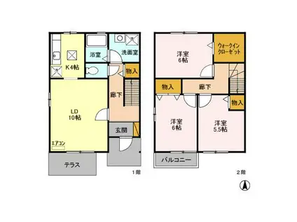 シャンベール B(3LDK/1階)の間取り写真